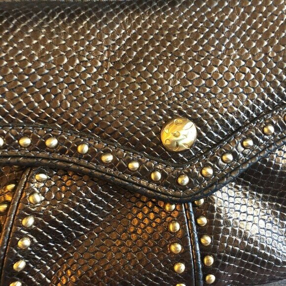 Maxx New York Bronze Textured Chain Handle Shoulder Bag Studded Detailing Purse - Picture 5 of 5